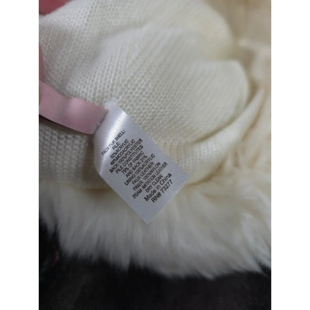 Juicy Couture Cream Faux Fur Trapper Hat Ushanka Ear Flap Winter Cap